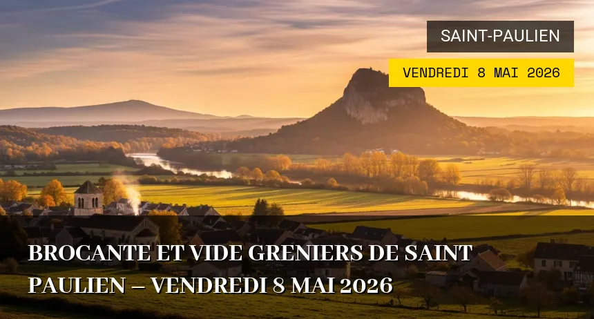 Affiche de l'événement : Brocante et vide greniers de Saint Paulien – Vendredi 8 Mai 2026