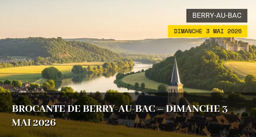 Affiche de l'événement : Brocante de Berry-au-Bac – Dimanche 3 Mai 2026