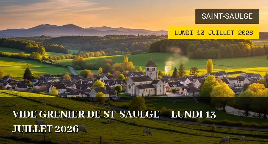 Affiche de l'événement : VIDE GRENIER DE ST-SAULGE – Lundi 13 Juillet 2026