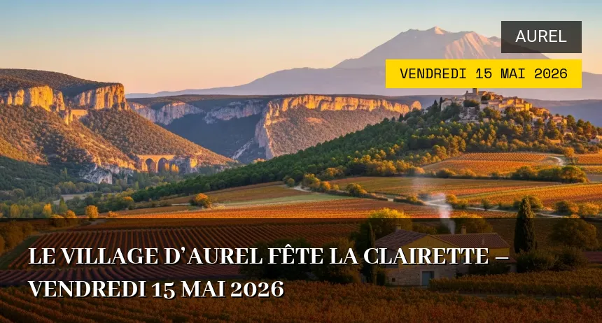 Affiche de l'événement : Le Village d&rsquo;Aurel fête la Clairette – Vendredi 15 Mai 2026