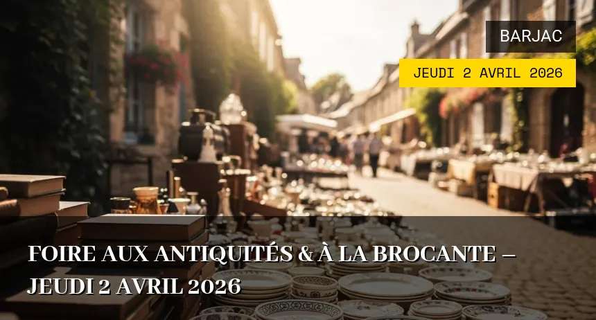 Affiche de l'événement : Foire aux antiquités & à la brocante – Jeudi 2 Avril 2026
