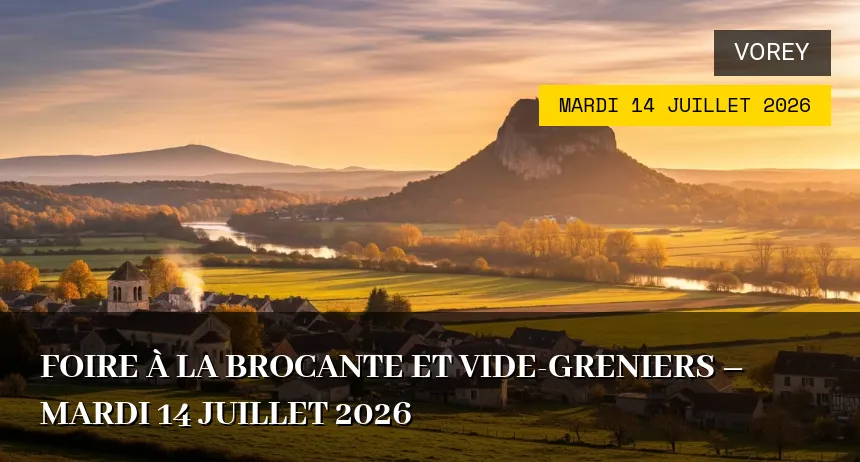 Affiche de l'événement : Foire à la brocante et vide-greniers – Mardi 14 Juillet 2026