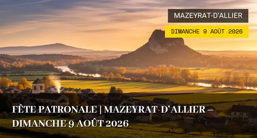 Affiche de l'événement : Fête patronale | Mazeyrat-d&rsquo;Allier – Dimanche 9 Août 2026
