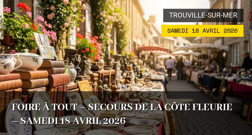Affiche de l'événement : Foire à tout – Secours de la Côte Fleurie – Samedi 18 Avril 2026