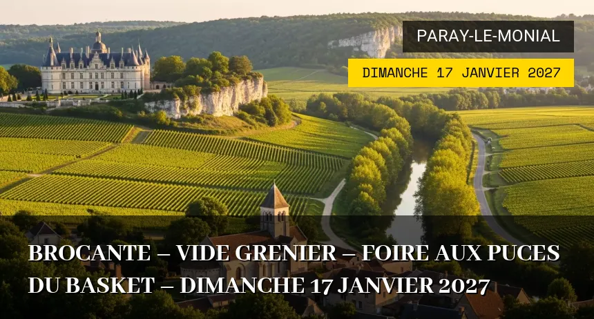 Affiche de l'événement : Brocante – vide grenier – foire aux puces du basket – Dimanche 17 Janvier 2027