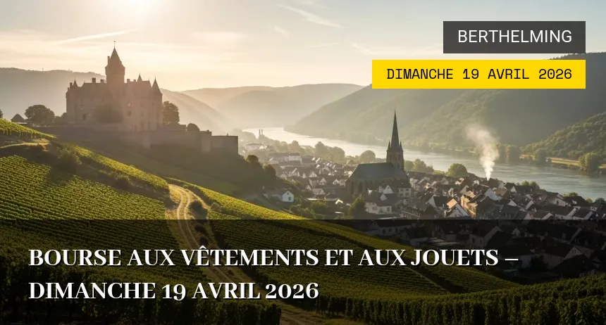 Affiche de l'événement : Bourse aux vêtements et aux jouets – Dimanche 19 Avril 2026