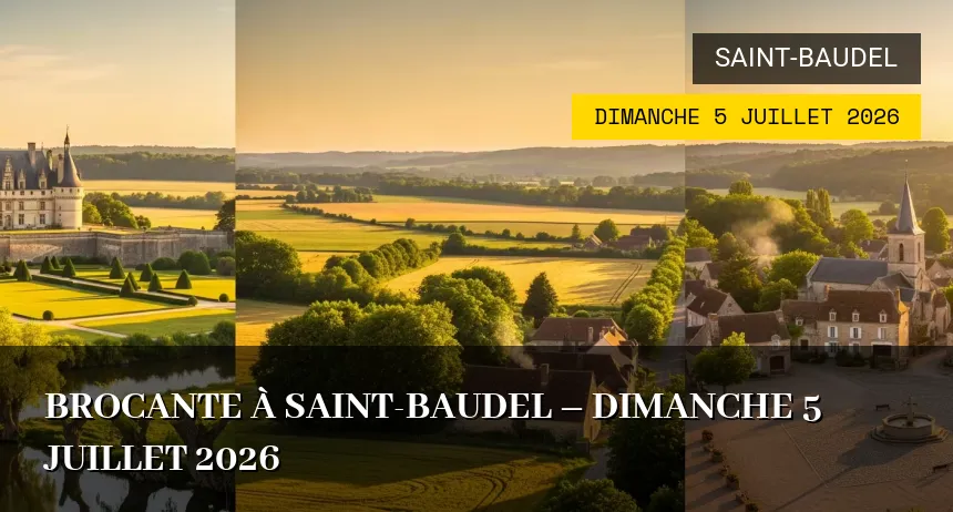 Affiche de l'événement : Brocante à Saint-Baudel – Dimanche 5 Juillet 2026
