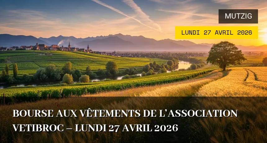 Affiche de l'événement : Bourse aux vêtements de l&rsquo;association Vetibroc – Lundi 27 Avril 2026
