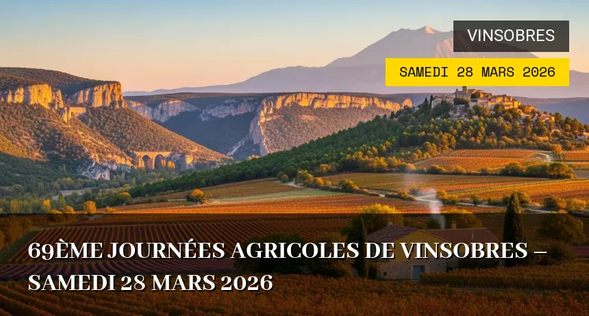 Affiche de l'événement : 69ème Journées Agricoles de Vinsobres – Samedi 28 Mars 2026