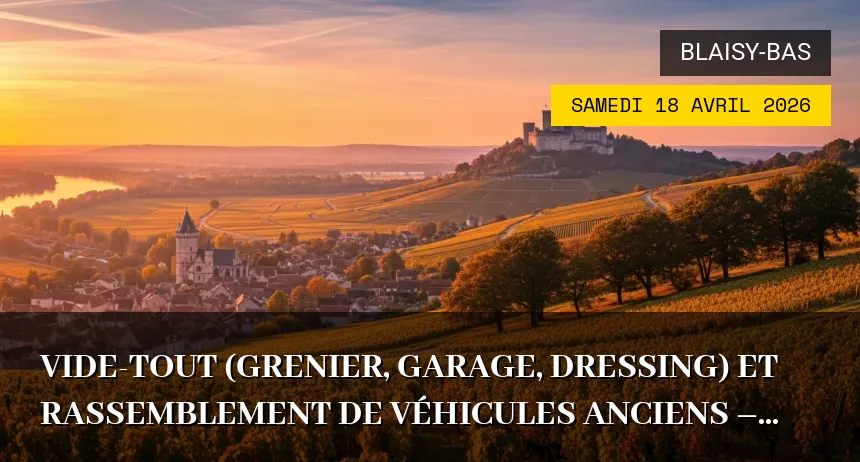 Affiche de l'événement : Vide-tout (grenier, garage, dressing) et rassemblement de véhicules anciens – Samedi 18 Avril 2026