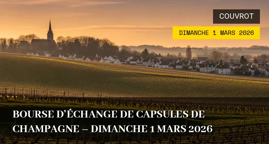 Affiche de l'événement : Bourse d&rsquo;échange de capsules de champagne – Dimanche 1 Mars 2026