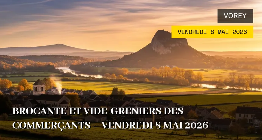 Affiche de l'événement : Brocante et vide-greniers des commerçants – Vendredi 8 Mai 2026