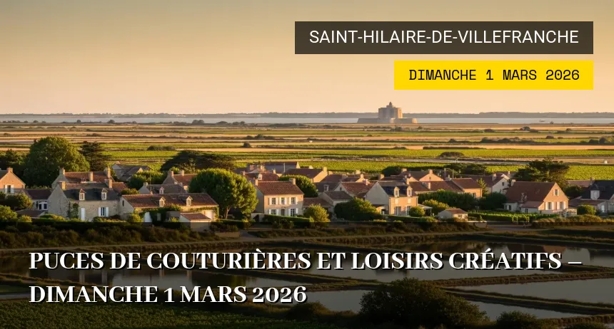 Affiche de l'événement : Puces de couturières et loisirs créatifs – Dimanche 1 Mars 2026