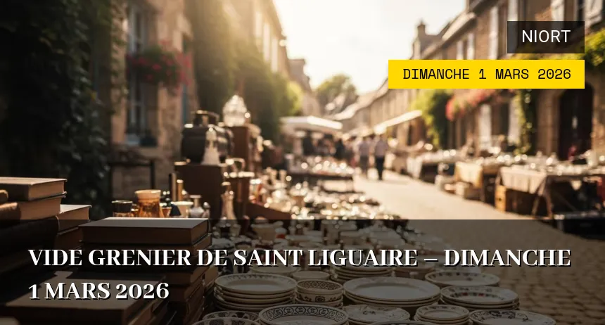 Affiche de l'événement : Vide grenier de Saint Liguaire – Dimanche 1 Mars 2026
