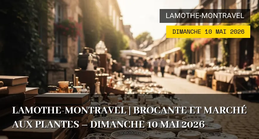 Affiche de l'événement : Lamothe-Montravel | Brocante et marché aux plantes – Dimanche 10 Mai 2026