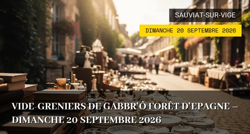 Affiche de l'événement : Vide-greniers de Gabbr&rsquo;Ô Forêt d&rsquo;Epagne – Dimanche 20 Septembre 2026