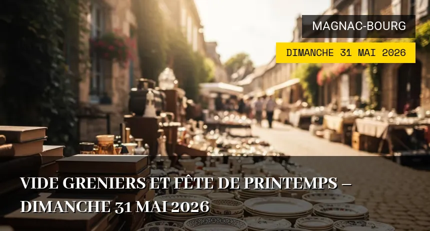 Affiche de l'événement : Vide greniers et fête de printemps – Dimanche 31 Mai 2026