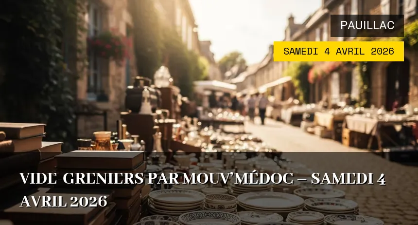 Affiche de l'événement : Vide-greniers par Mouv&rsquo;Médoc – Samedi 4 Avril 2026