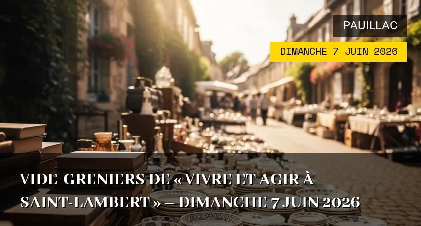 Affiche de l'événement : Vide-greniers de « Vivre et agir à Saint-Lambert » – Dimanche 7 Juin 2026
