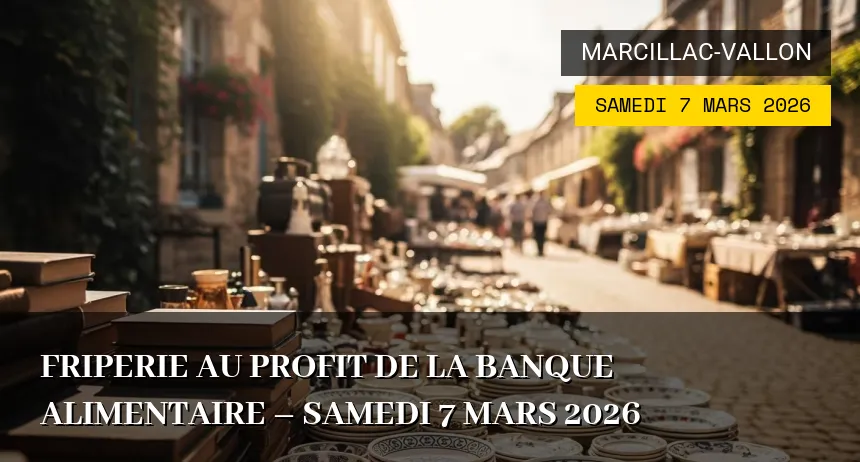 Affiche de l'événement : Friperie au profit de la banque alimentaire – Samedi 7 Mars 2026