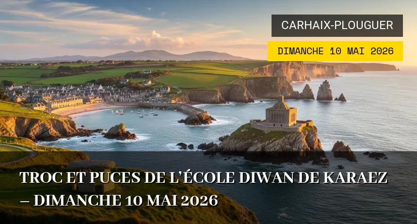 Affiche de l'événement : Troc et Puces de l&rsquo;école Diwan de karaez – Dimanche 10 Mai 2026