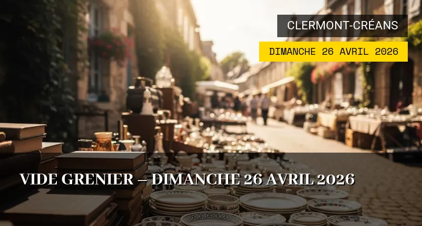 Affiche de l'événement : Vide grenier – Dimanche 26 Avril 2026