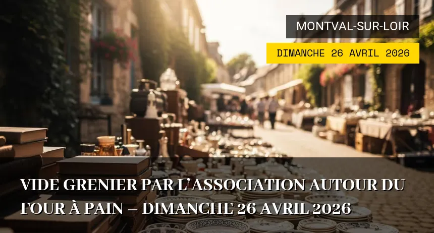 Affiche de l'événement : Vide grenier par l&rsquo;association Autour du four à pain – Dimanche 26 Avril 2026
