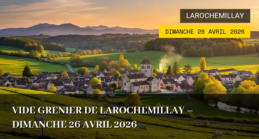 Affiche de l'événement : VIDE GRENIER DE LAROCHEMILLAY – Dimanche 26 Avril 2026