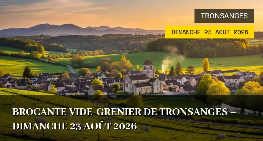 Affiche de l'événement : BROCANTE VIDE-GRENIER DE TRONSANGES – Dimanche 23 Août 2026