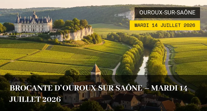 Affiche de l'événement : Brocante d&rsquo;Ouroux sur Saône – Mardi 14 Juillet 2026