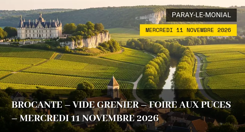 Affiche de l'événement : Brocante – vide grenier – foire aux puces – Mercredi 11 Novembre 2026