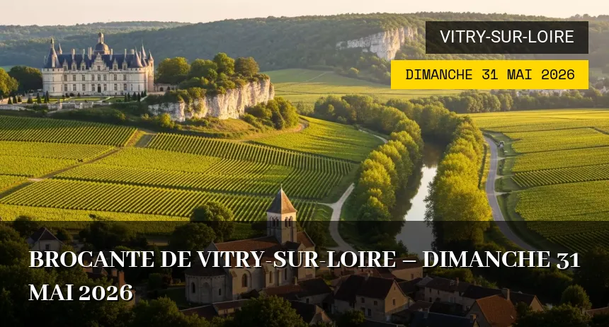 Affiche de l'événement : BROCANTE DE VITRY-SUR-LOIRE – Dimanche 31 Mai 2026