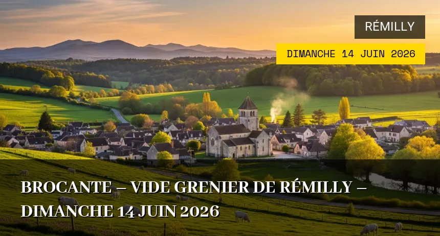Affiche de l'événement : BROCANTE – VIDE GRENIER DE RÉMILLY – Dimanche 14 Juin 2026