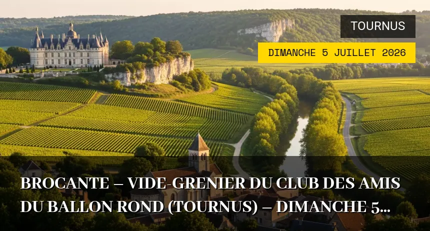 Affiche de l'événement : Brocante – Vide-grenier du Club des Amis du Ballon Rond (Tournus) – Dimanche 5 Juillet 2026