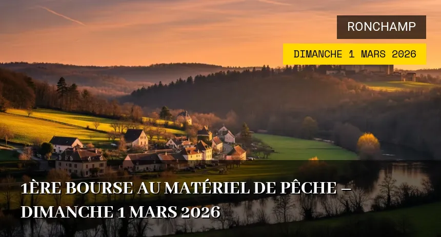 Affiche de l'événement : 1ère Bourse au matériel de pêche – Dimanche 1 Mars 2026