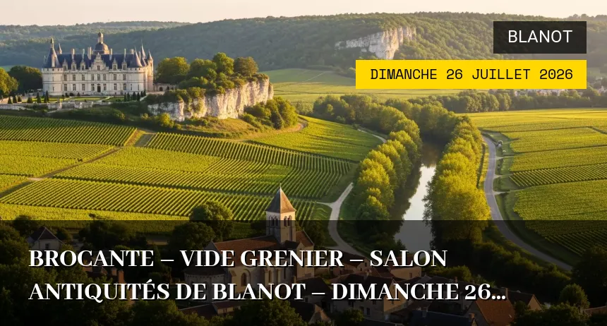 Affiche de l'événement : Brocante – Vide grenier – Salon antiquités de Blanot – Dimanche 26 Juillet 2026