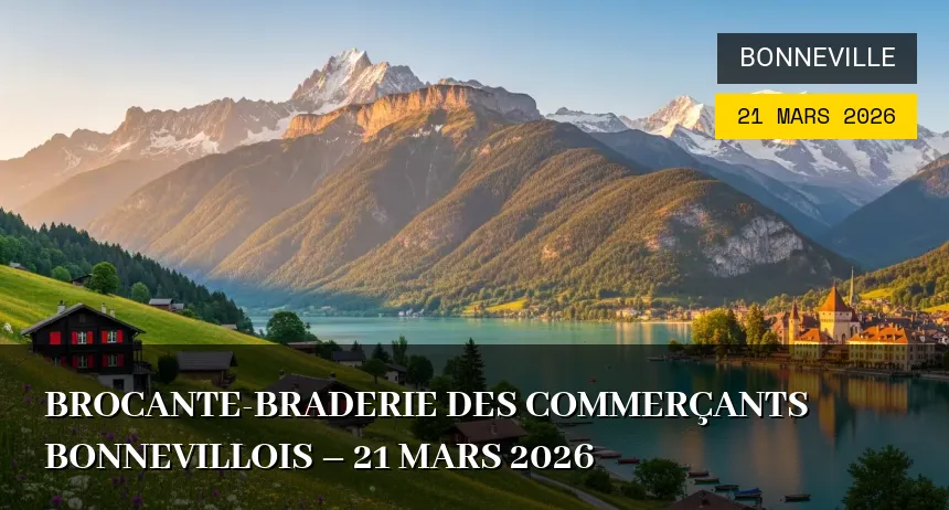 Affiche de l'événement : Brocante-braderie des commerçants bonnevillois – 21 Mars 2026