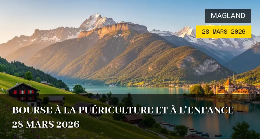 Affiche de l'événement : Bourse à la puériculture et à l&rsquo;enfance – 28 Mars 2026