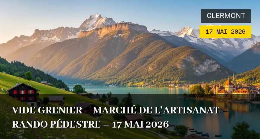 Affiche de l'événement : Vide Grenier – Marché de l’artisanat – Rando pédestre – 17 Mai 2026