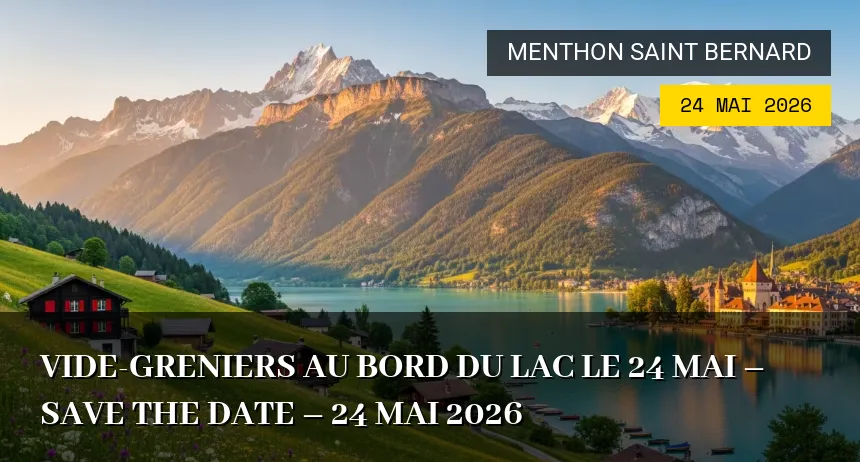 Affiche de l'événement : Vide-Greniers au bord du lac le 24 mai – Save the date – 24 Mai 2026