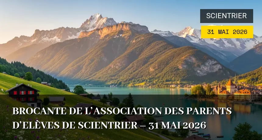 Affiche de l'événement : Brocante de l&rsquo;Association des Parents d&rsquo;Elèves de Scientrier – 31 Mai 2026