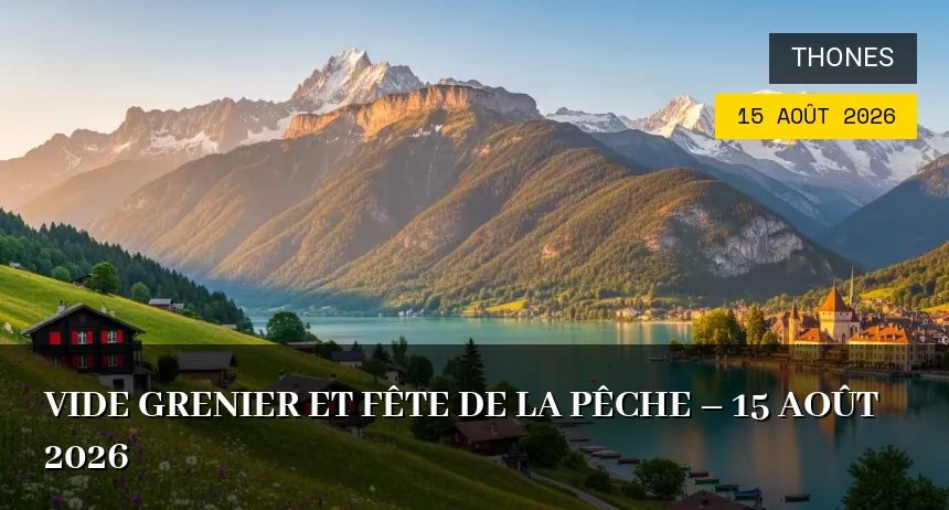 Affiche de l'événement : Vide grenier et fête de la pêche – 15 Août 2026