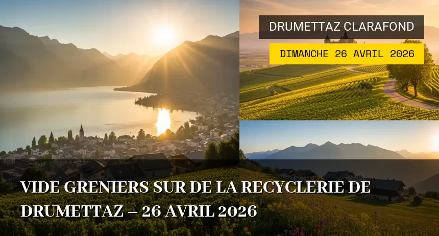 Affiche de l'événement : vide greniers sur de la recyclerie de DRUMETTAZ – 26 Avril 2026