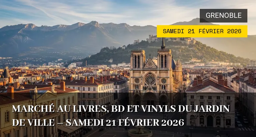 Affiche de l'événement : Marché au livres, BD et vinyls du jardin de ville – Samedi 21 Février 2026