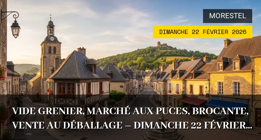 Affiche de l'événement : vide grenier, marché aux puces, brocante, vente au déballage – Dimanche 22 Février 2026
