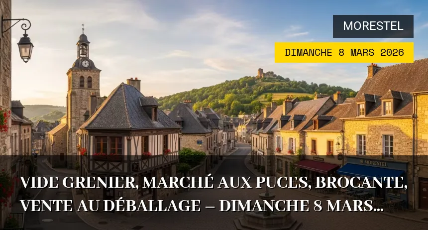 Affiche de l'événement : vide grenier, marché aux puces, brocante, vente au déballage – Dimanche 8 Mars 2026