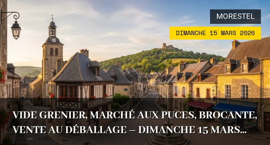 Affiche de l'événement : vide grenier, marché aux puces, brocante, vente au déballage – Dimanche 15 Mars 2026