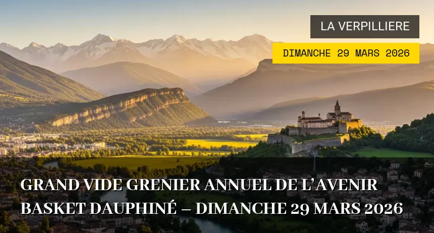 Affiche de l'événement : Grand vide grenier annuel de L&rsquo;avenir Basket Dauphiné – Dimanche 29 Mars 2026