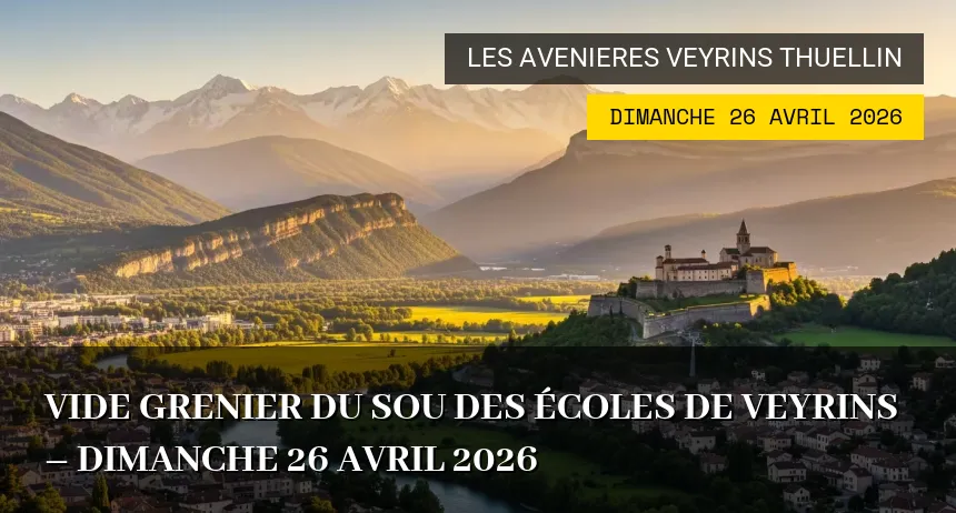 Affiche de l'événement : Vide grenier du sou des écoles de Veyrins – Dimanche 26 Avril 2026