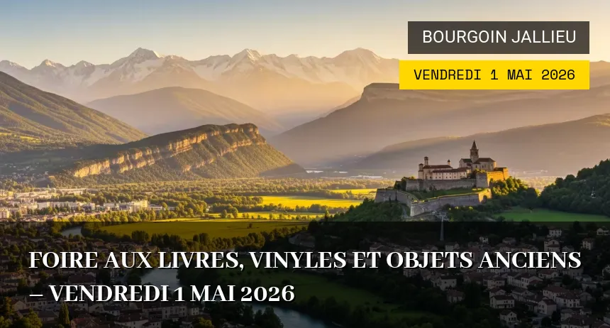 Affiche de l'événement : Foire aux livres, vinyles et objets anciens – Vendredi 1 Mai 2026
